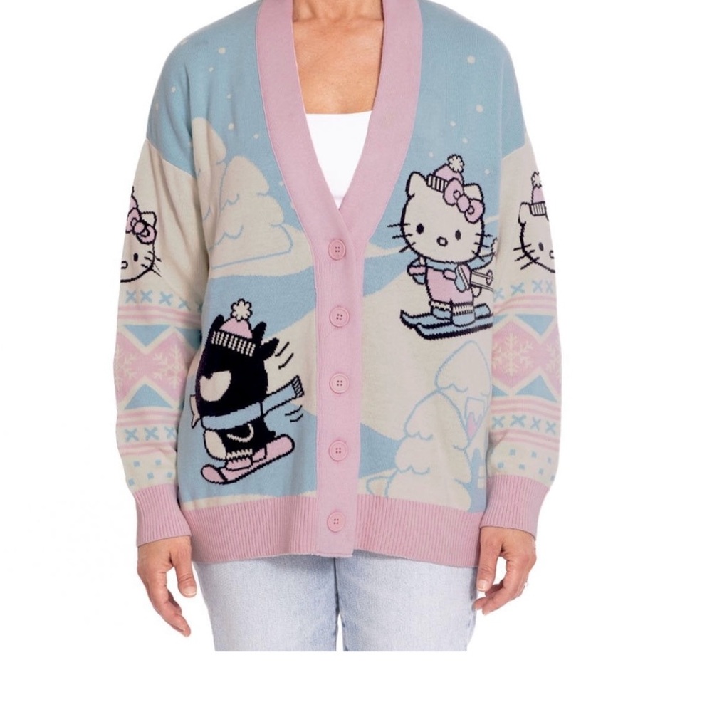 Hello Kitty Pink and Blue Cardigan Sweater